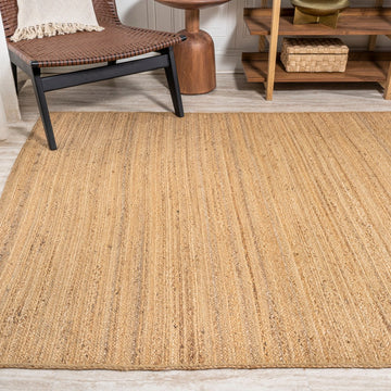 Griffin Rustic Farmhouse Woven Jute Solid Area Rug